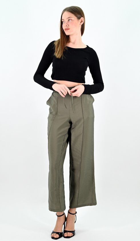 YesMooi - Wide Leg Culotte Broek - Khaki - 4XL (48) - Pantalon Dames Luchtige Broek