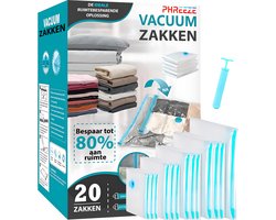 Vacuumzakken Kleding , Dekbedden - 20 Stuks / 5 Maten - Met Vacuumpomp Kledingzakken - M t/m XXL Reiszakken - Opbergzakken - Vacumeerzakken - Herbruikbaar