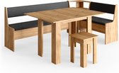 Vicco Roman Hoekbank set – 210 x 120 cm met tafel Krachtige eik goud