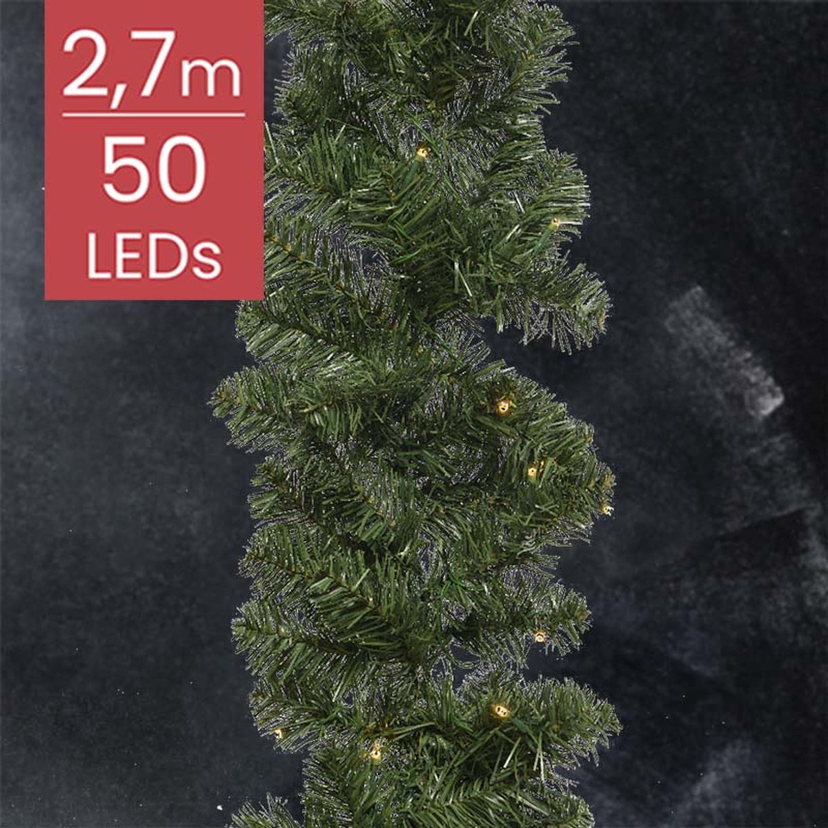 Everlands Guirlande groen 270cm lang - 50 LEDs - 270x12 cm