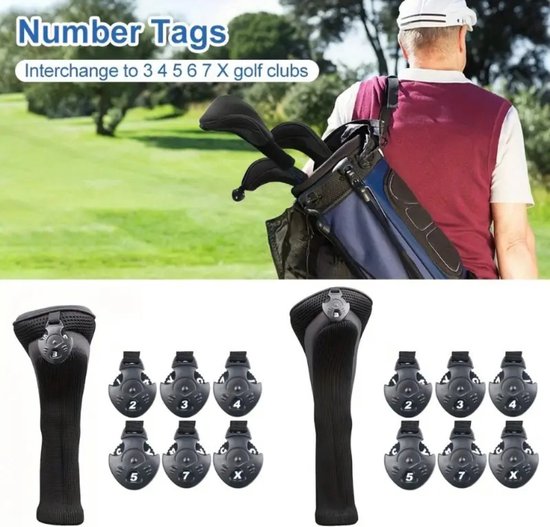 Bovista Golfclub Headcover - Covers - Beschermers - Golfset - Zwart - 3 Stuks van Merkloos — afbeelding 2