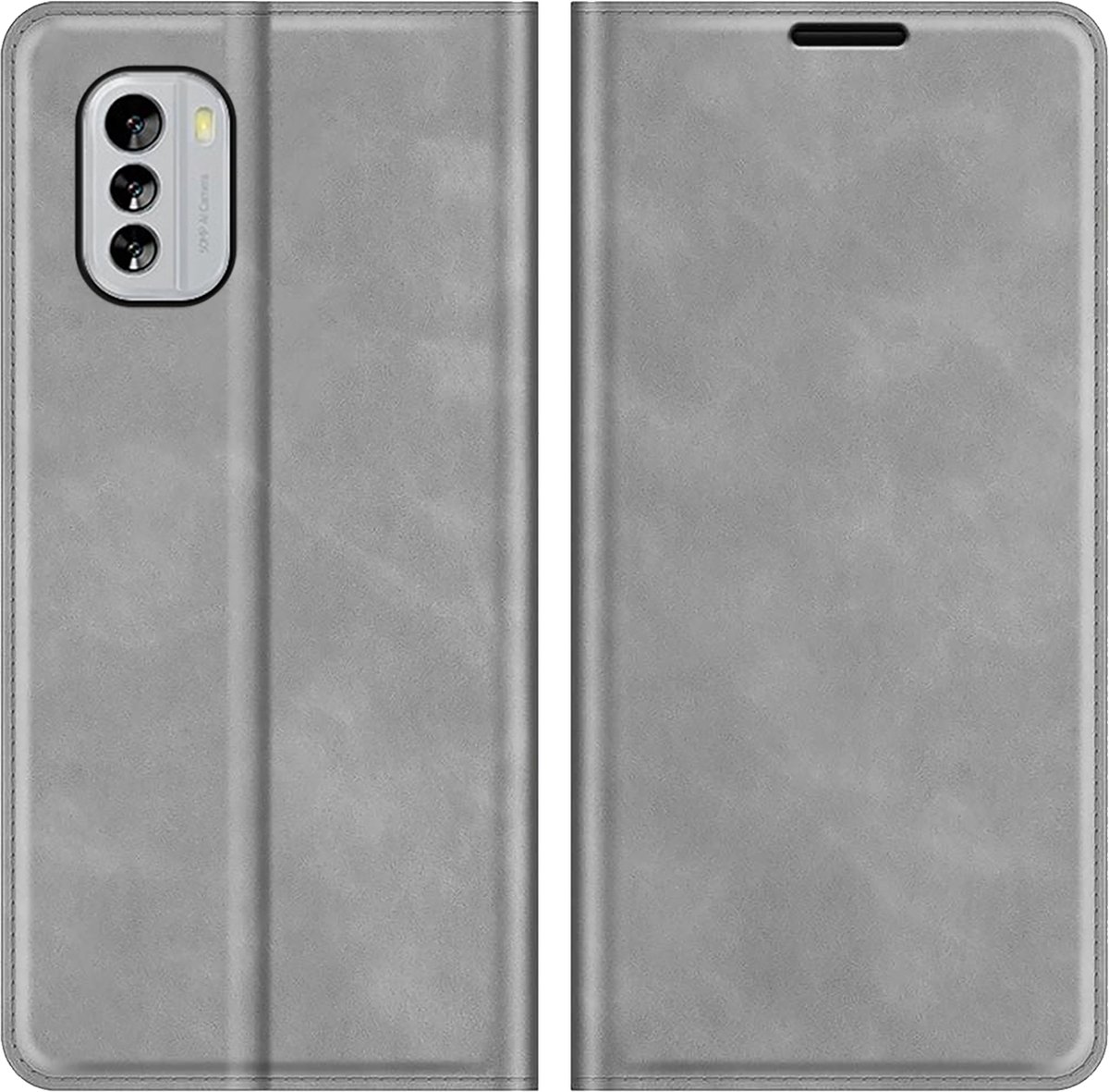 Cazy hoesje geschikt voor Nokia G60 - Hoesje met Pasjeshouder - Luxe Book Case - Grijs