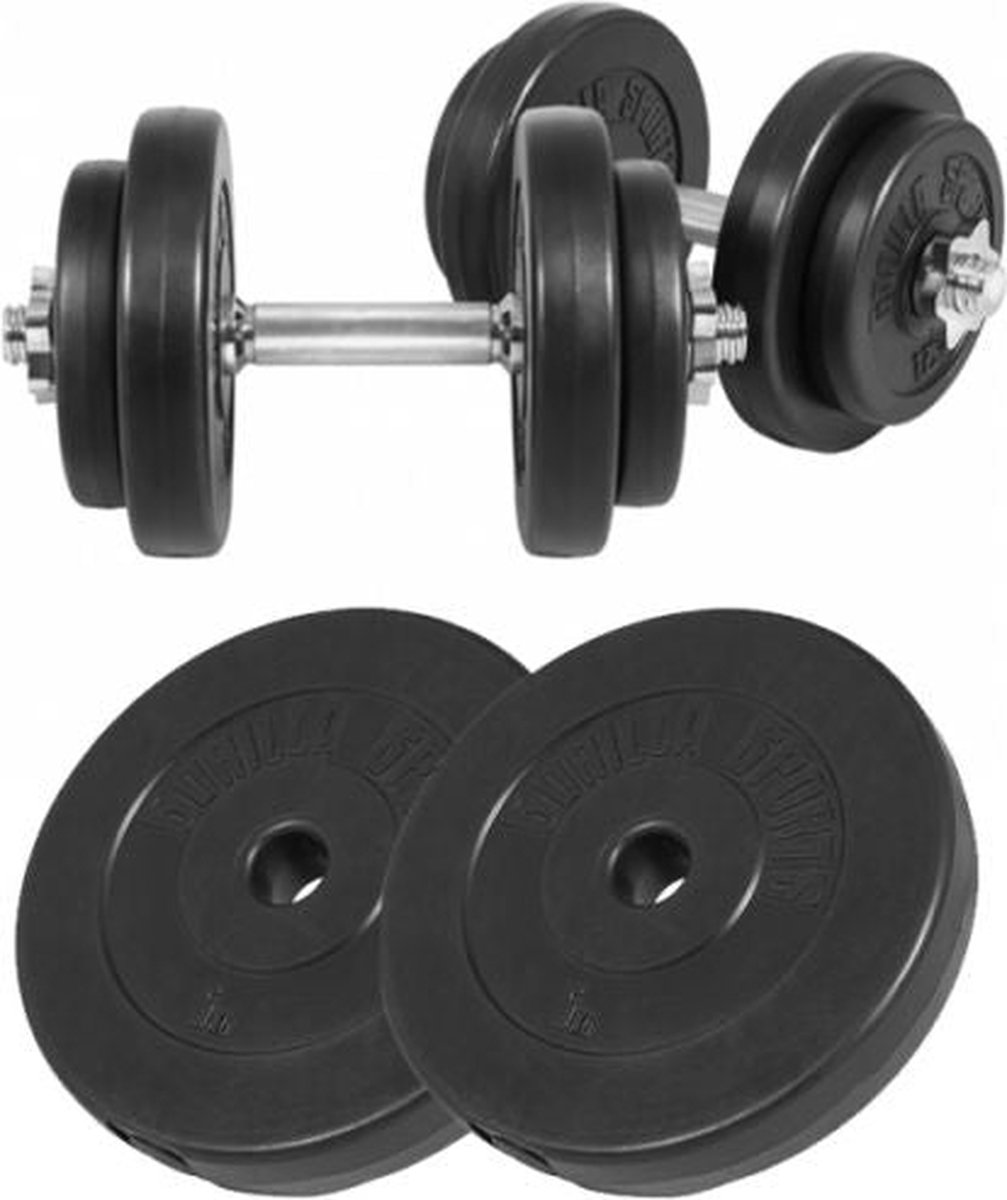 Dumbellset 20 kg + 2 x 5 kg Kunststof - schroefsluiting 30 mm