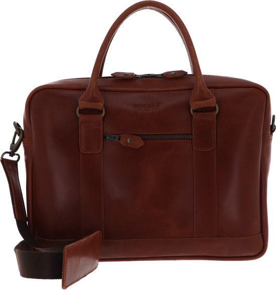 BUCKLE & SEAM Cuir Sac de bureau Sac d'ordinateur portable pour ordinateur portable Everett Dot Business Bag Cognac Brun