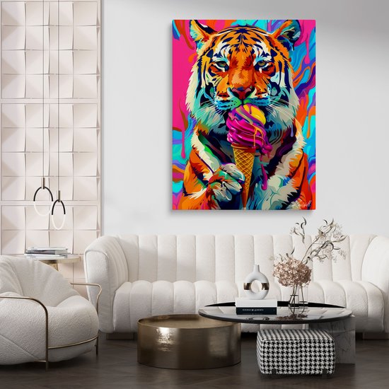 Paarse tulpen in een vaas - Stilleven canvas schilderijen - Canvas