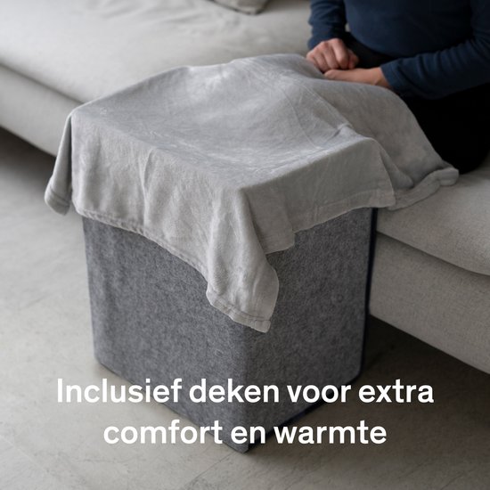 Chauffage infrarouge Sinji - Chauffage de bureau - Chauffage des pieds - Incl. Couverture - Pliable et facilement déplaçable - 230 Watt - Grijs