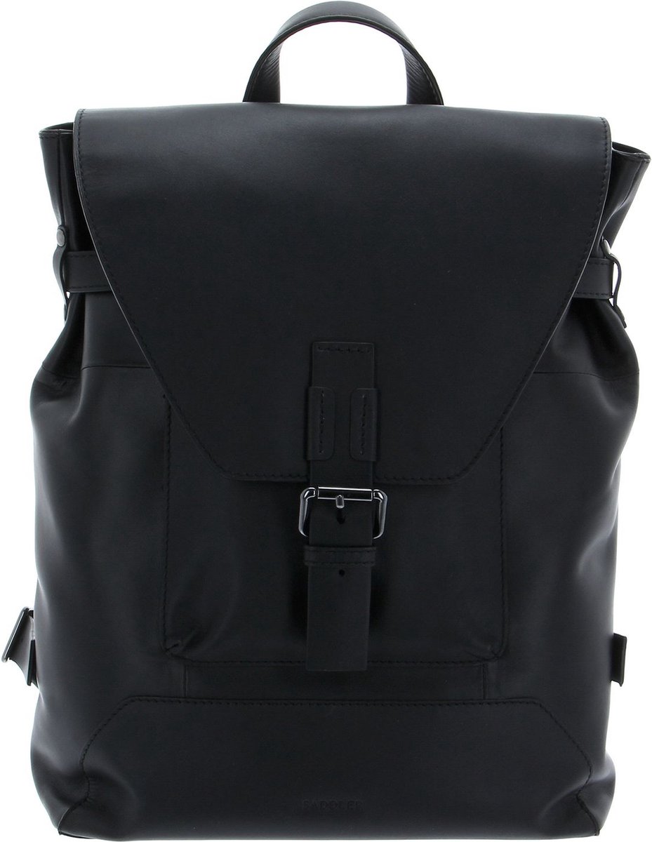SADDLER Leren Vrije tijd rugzak Rugzak met laptopvak Thebe Backpack Black Zwart