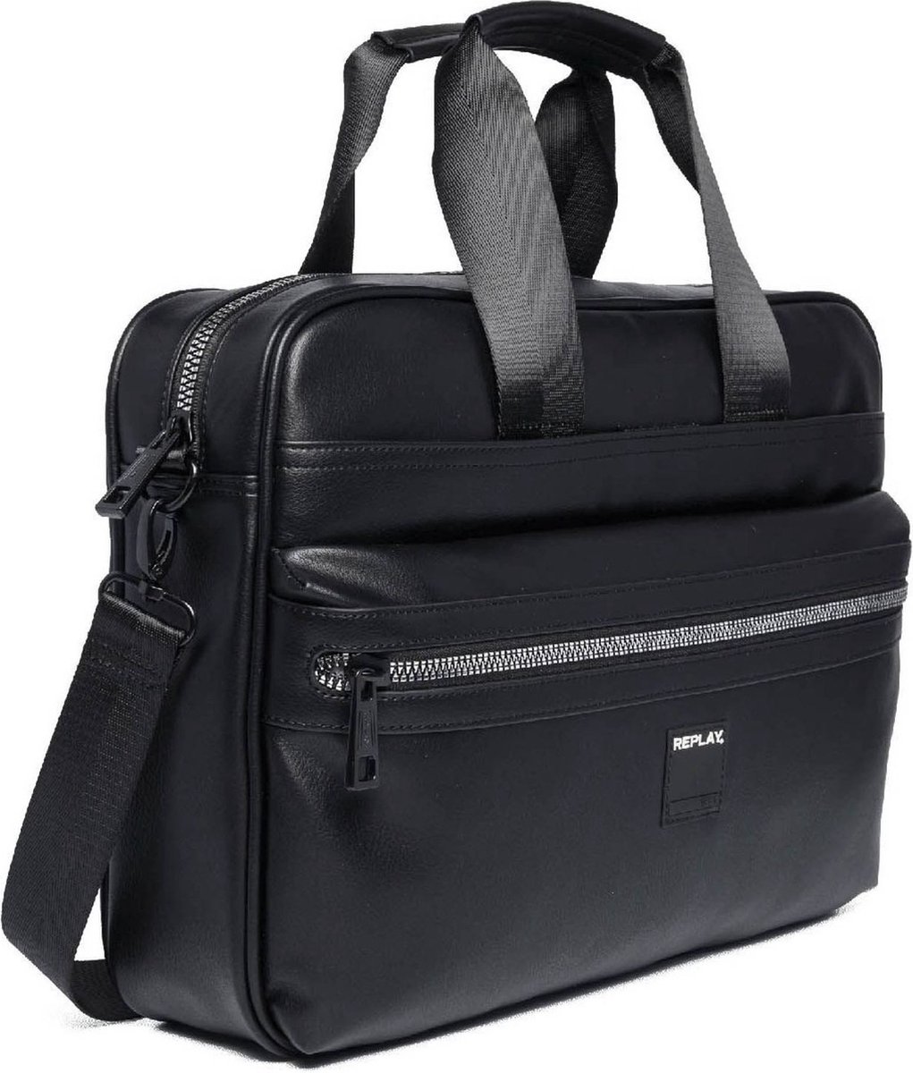 REPLAY Laptoptas Schoudertas met laptopvak Working Bag Black Zwart
