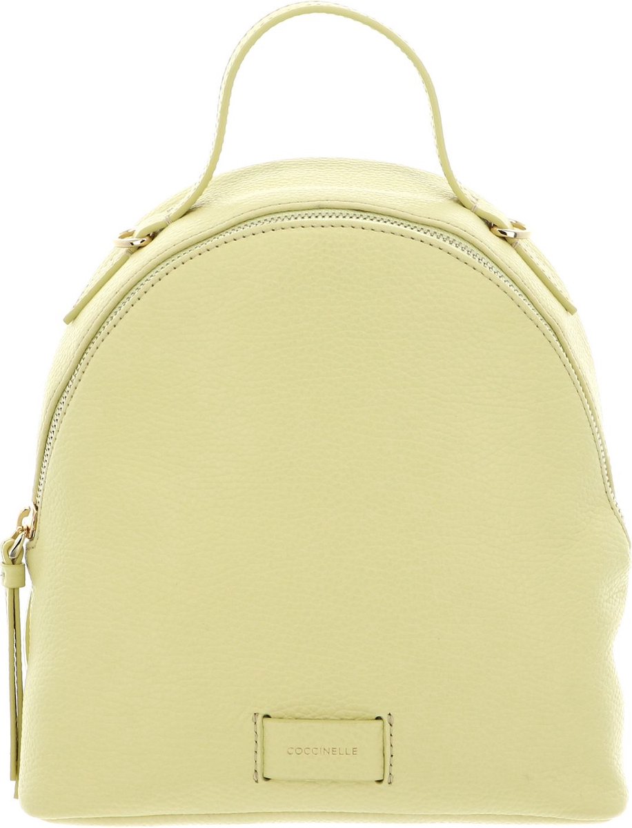 COCCINELLE Leren Vrije tijd rugzak Rugzak Voile Backpack Grained Leather Lime Wash Lichtgeel