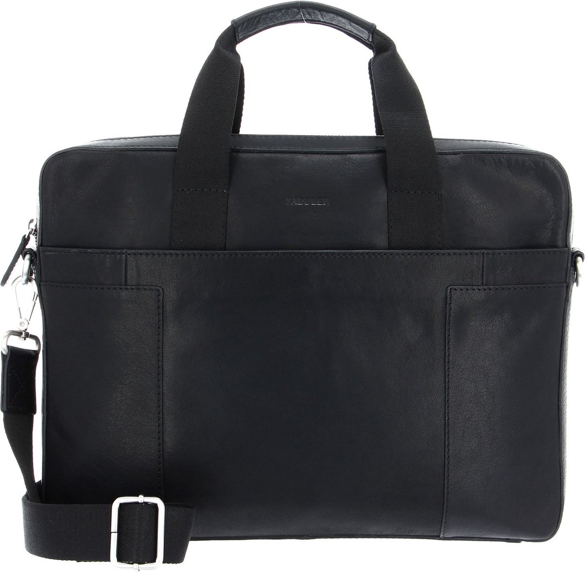 SADDLER Leren Laptoptas Business tas met laptopvak Lanco Computer Bag Black Zwart