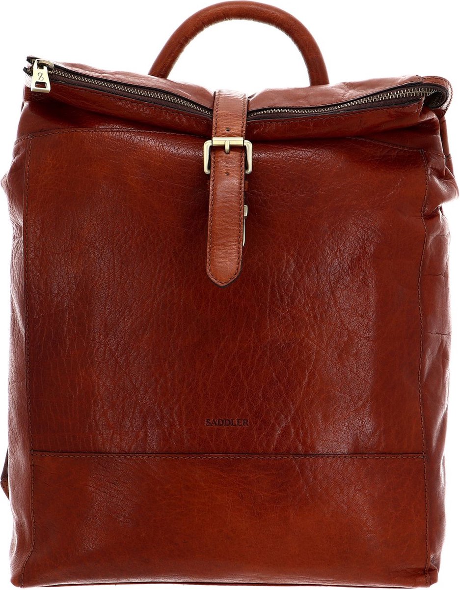 SADDLER Leren Laptop rugzak Rugzak met laptopvak Palermo Backpack Midbrown Bruine