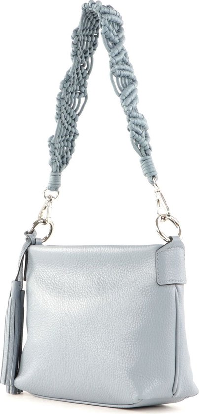 GIANNI CHIARINI Cuir Sac à épaule bandoulière Sac à épaule Africa Crossbody Bag Soft Blue Bleu