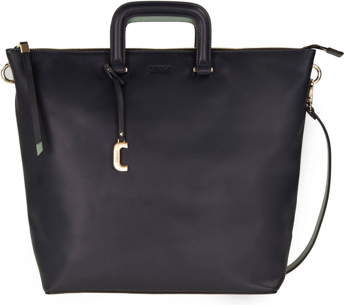 CINQUE Leren Handtas Schoudertas Sabrina Shopper Dark Blue Blauw