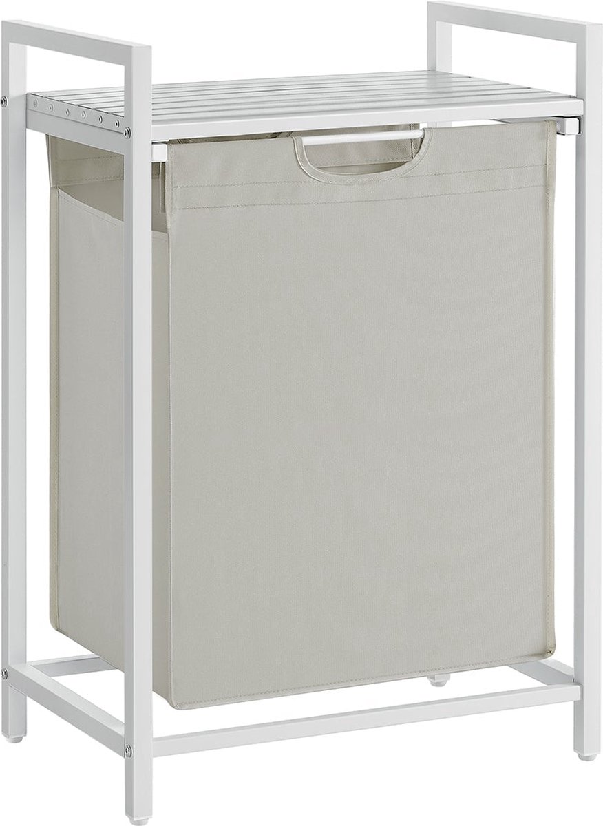 Goedkoopste Laundry Collector - Kledingmand - Opbergmand - Afneembare plank - Wit metalen frame - 60 cm x 40 cm x 80 cm