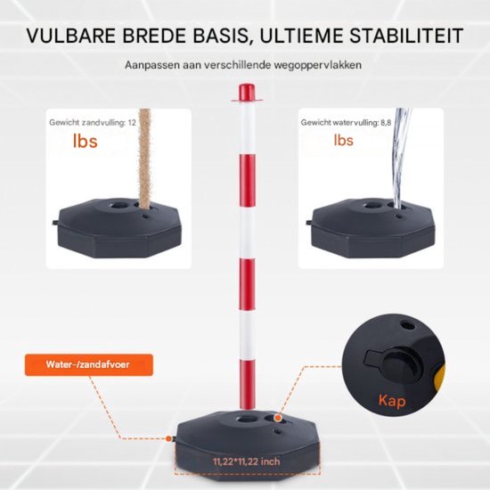 Flexibele afzetpalen LeitPin met ketting, 6 stuks