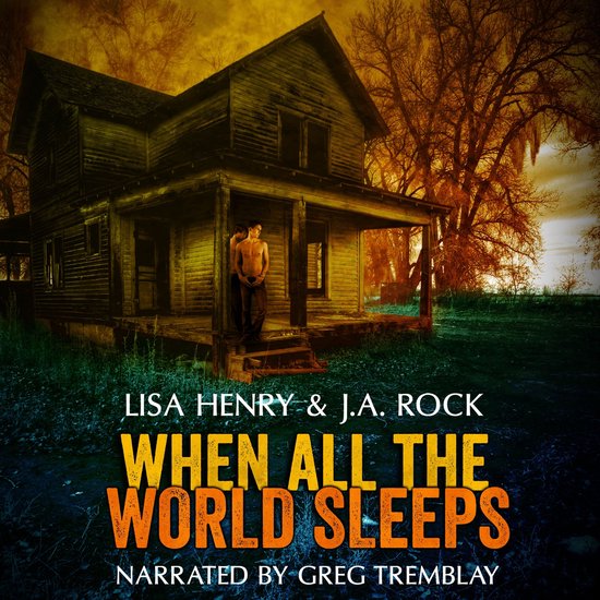 Omslag van 'When All The World Sleeps' met een verlaten huis, twee figuren op de veranda en de titel met auteursnamen.