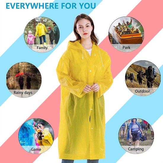 Opret 2 stuks regenjas, doorzichtige regenponcho voor dames en heren
