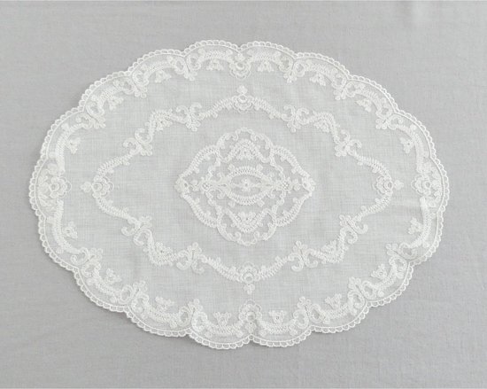 Set de table / Sous-couches | Mariette - Broderie dentelle - White cassé - 38x50 cm - Set de 4