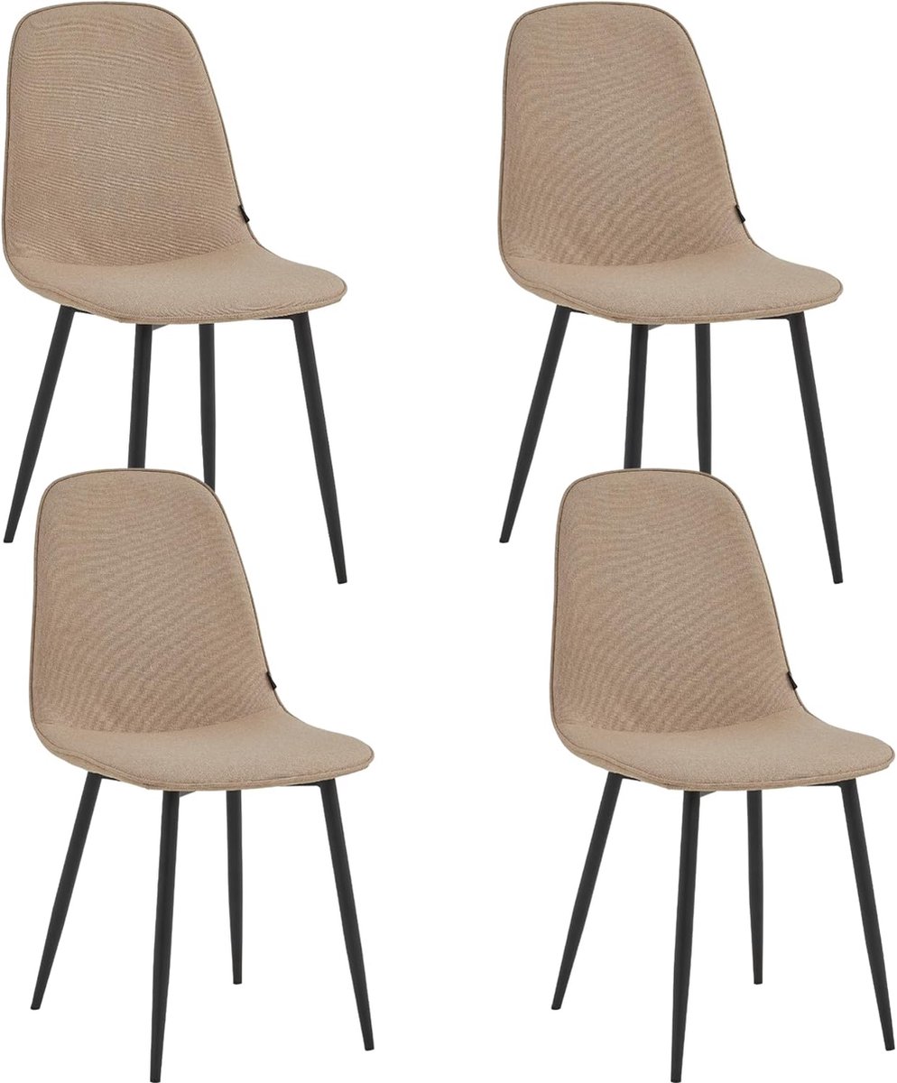 Milou Eetkamerstoelen - Set Van 4 - Taupe - Linnen Stof - Industrieel - Stoelen
