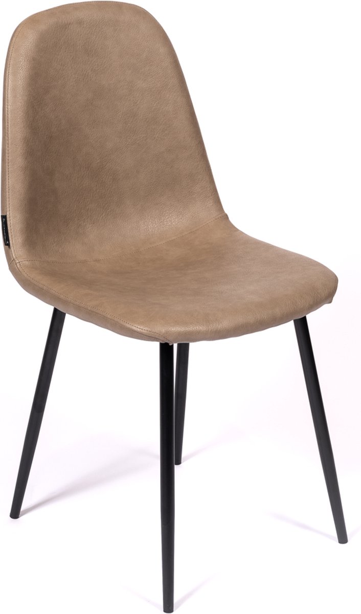 Set van 4 Eetkamer Stoelen - Stoel Marina - Kunstleder Beige - zwarte metalen poten - Kunstleer - PU - kuipstoelen