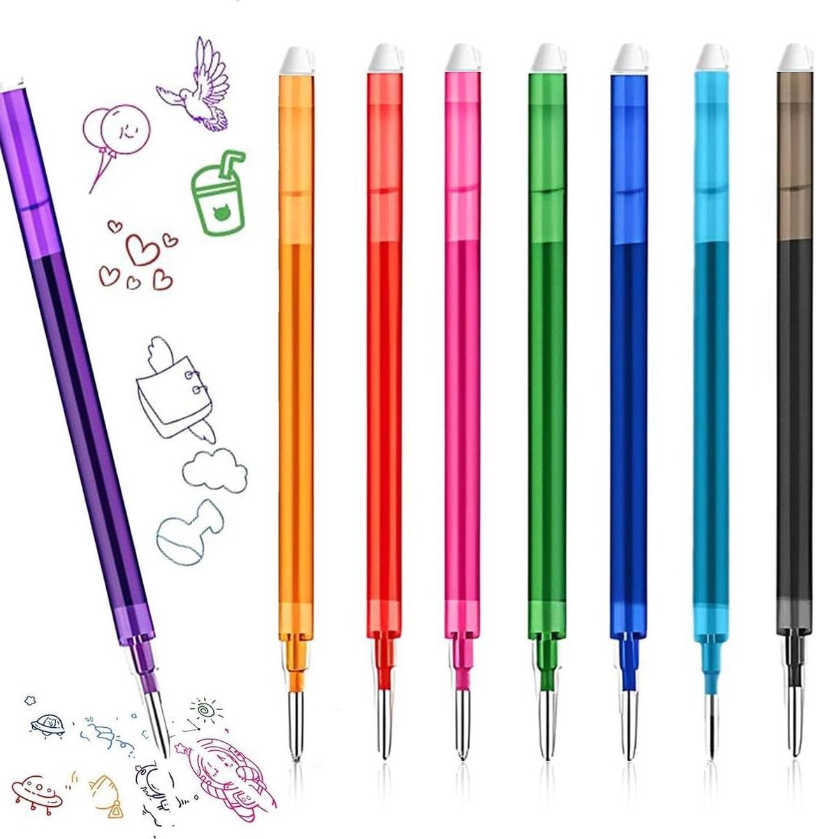 8 stuks uitwisbare vullingen 0.7 mm - Pilot FriXion navulverpakking - warmtegevoelige inkt - gelpen - 8 kleuren .