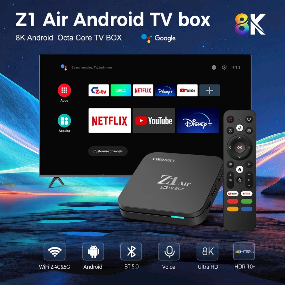 Evoluerentech Z1 Air Android TV Box - 8K Ultra HD - Android 11