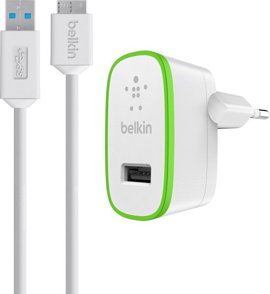 Slang Gepland Nauwkeurigheid Belkin Thuislader met Losse Micro-B naar USB 3.0 Kabel - 0.9m - 2.1A - Wit  | bol.com