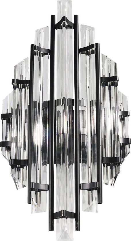 Foto: Bamyum champion wandlamp zwart 25 x 45 cm wandlamp binnen kristal woonkamer wandlamp glas vintage wandlamp binnen
