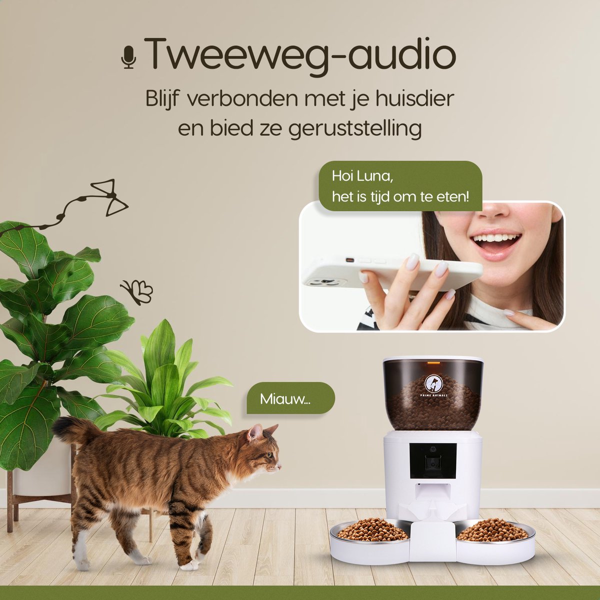 Prime AnimalZ Automatische Voerbak Dubbel met stoomborstel - afbeelding 3