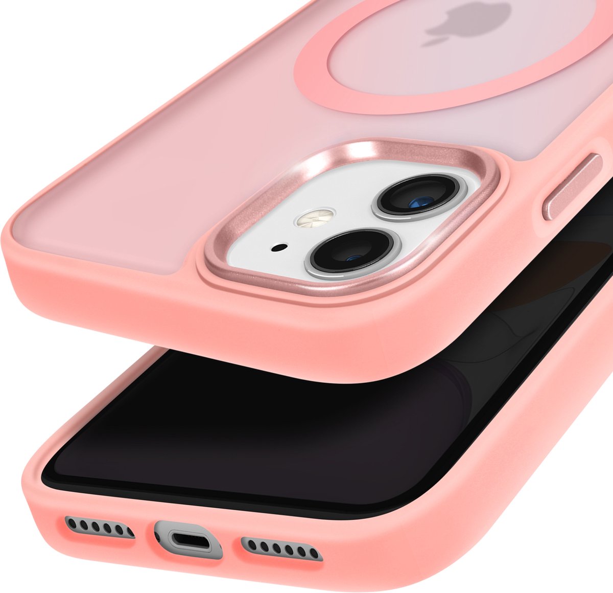 Avizar Hoesje MagSafe Geschikt voor Apple iPhone 11 Matte achterkant Frosted, Roze