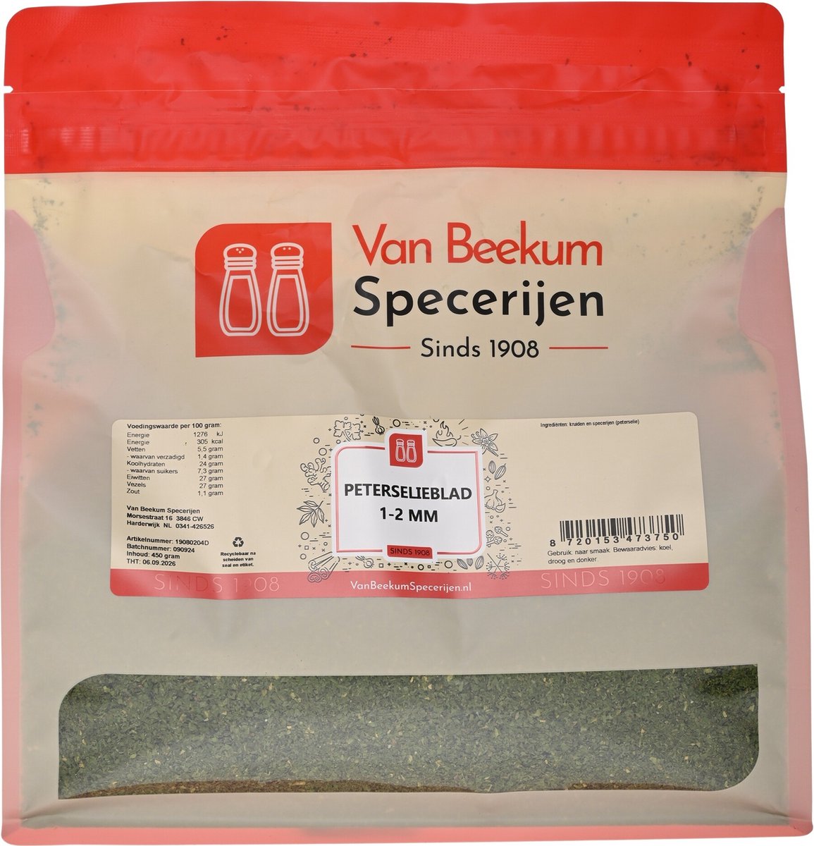 Goedkoopste Van Beekum Specerijen - Peterselieblad 1-2 mm - 450 gram (hersluitbare stazak