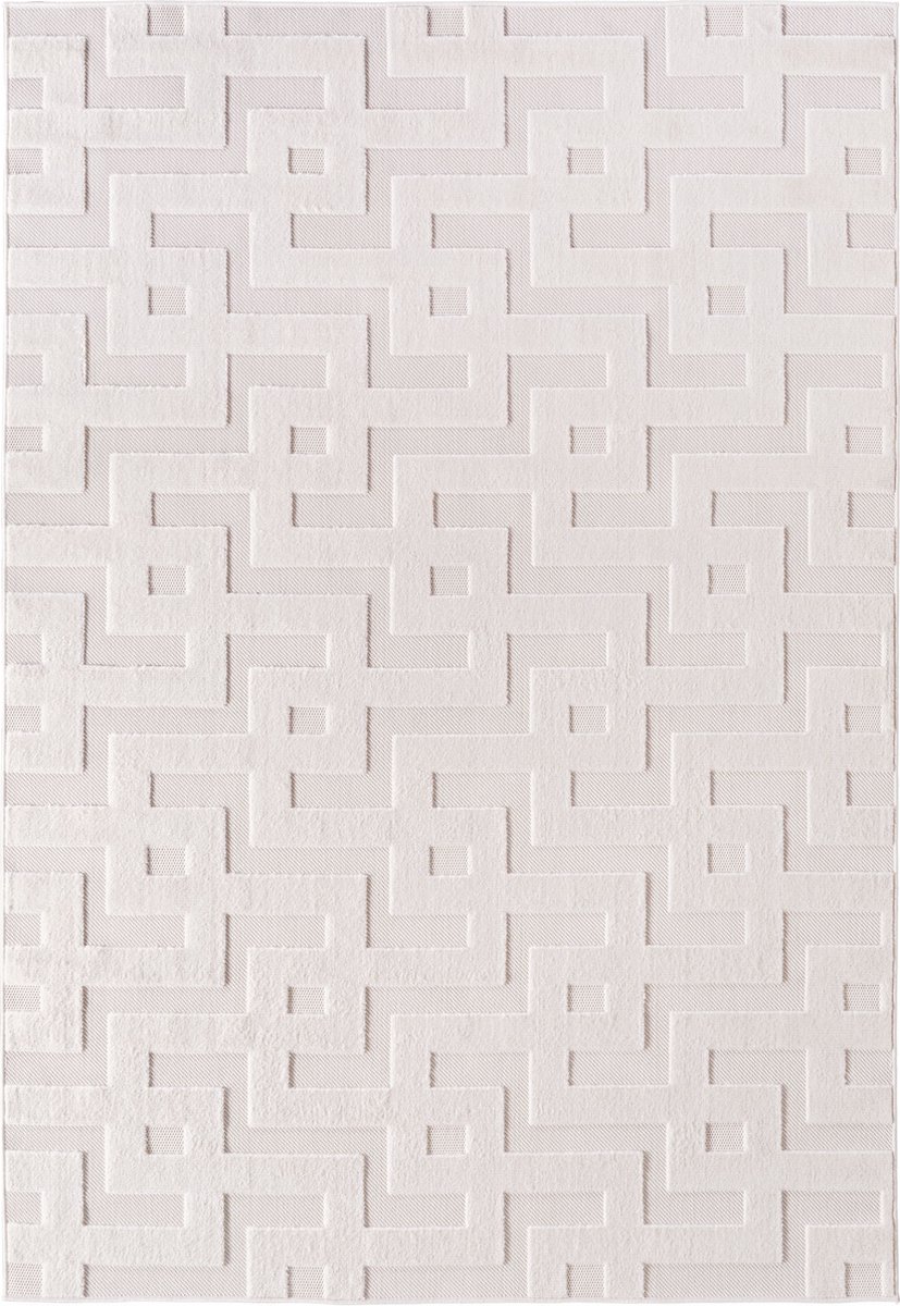 Buitenkleed | Doha | Labyrint | Crème | 280x370 cm | Buitentapijt | Tuintapijt