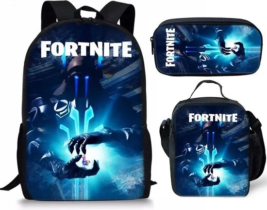 Sales Nederland® - Fashion - Sac à dos - Fortnite - Filles - Garçons - Cartable Enfants - Zwart/ Wit - Adolescent - 20-35 litres - Avec sac à bandoulière + trousse à stylos gratuit)