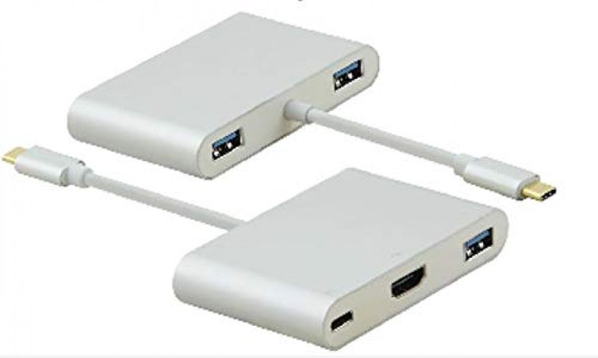Dockingstation, USB 3.1 Type-C St/3xUSB/HDMI/Type-C Bu, PREMIUM 4K, silber