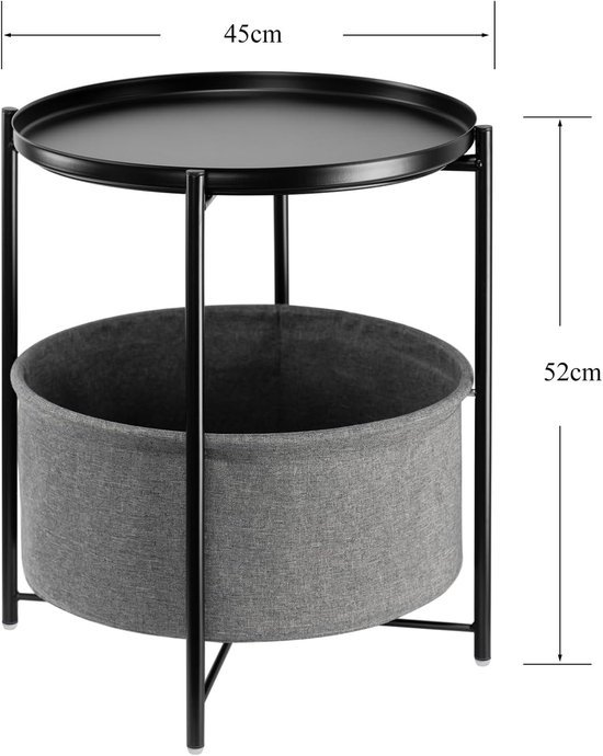 Parya Home Bijzettafel, ronde bijzettafel met stoffen mand | Leen Bakker Parya Home Bijzettafel, ronde bijzettafel met stoffen mand | Leen Bakker