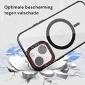 Transparant hoesje met MagSafe cirkel toont optimale bescherming tegen valschade.