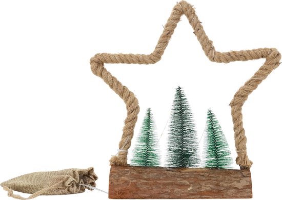 Étoile décorative LED en jute avec éclairage LED