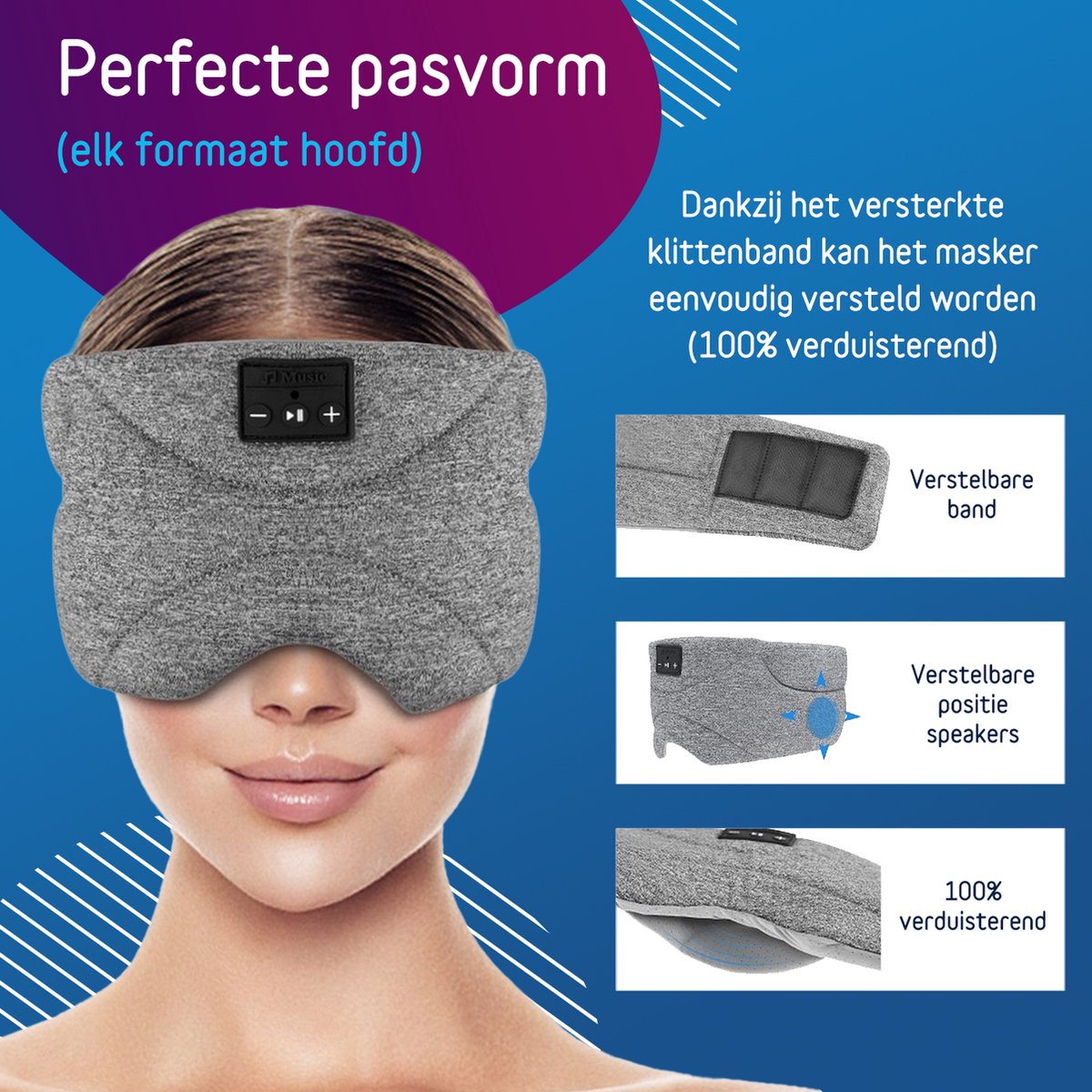 Slaapmasker Bluetooth, 3D-oogmasker zonder druk met Bluetooth-hoofdtelefoon, verstelbare muziek-slaaphoofdtelefoon met Bluetooth 5.4, geschikt voor reizen, dutjes en slapeloosheid, blauw Slaapmasker Bluetooth, 3D-oogmasker zonder druk met Bluetooth-hoofdtelefoon, verstelbare muziek-slaaphoofdtelefoon met Bluetooth 5.4, geschikt voor reizen, dutjes en slapeloosheid, blauw