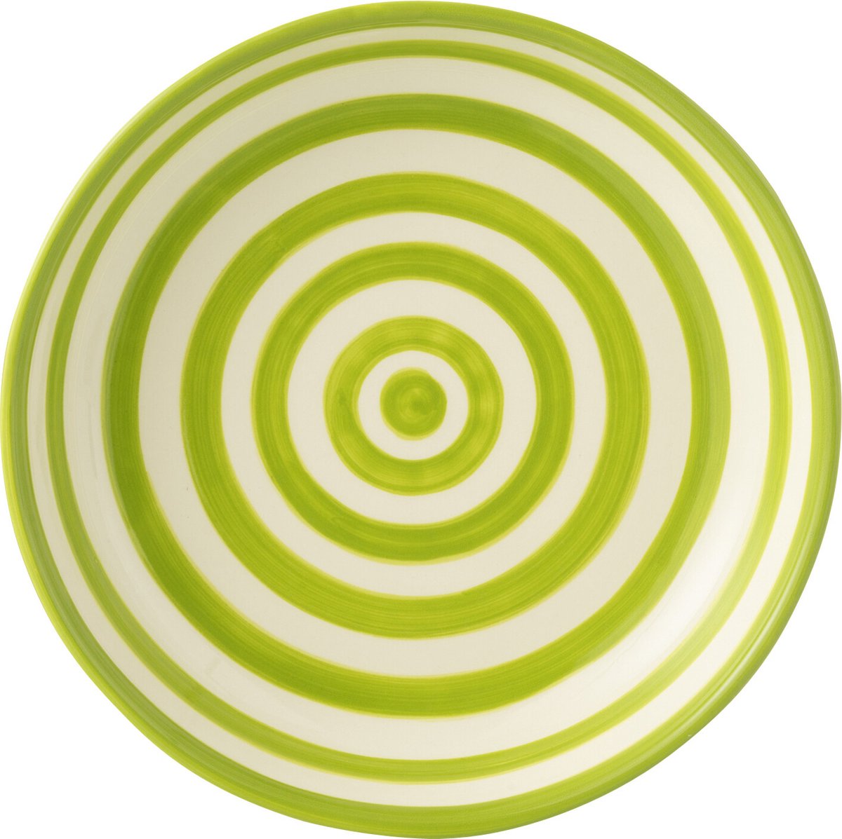 J-Line schaal Granada Stripes Low - keramiek - wit/groen - large - Ø 25 cm