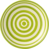 J-Line schaal Granada Stripes Low - keramiek - wit/groen - large - Ø 25 cm