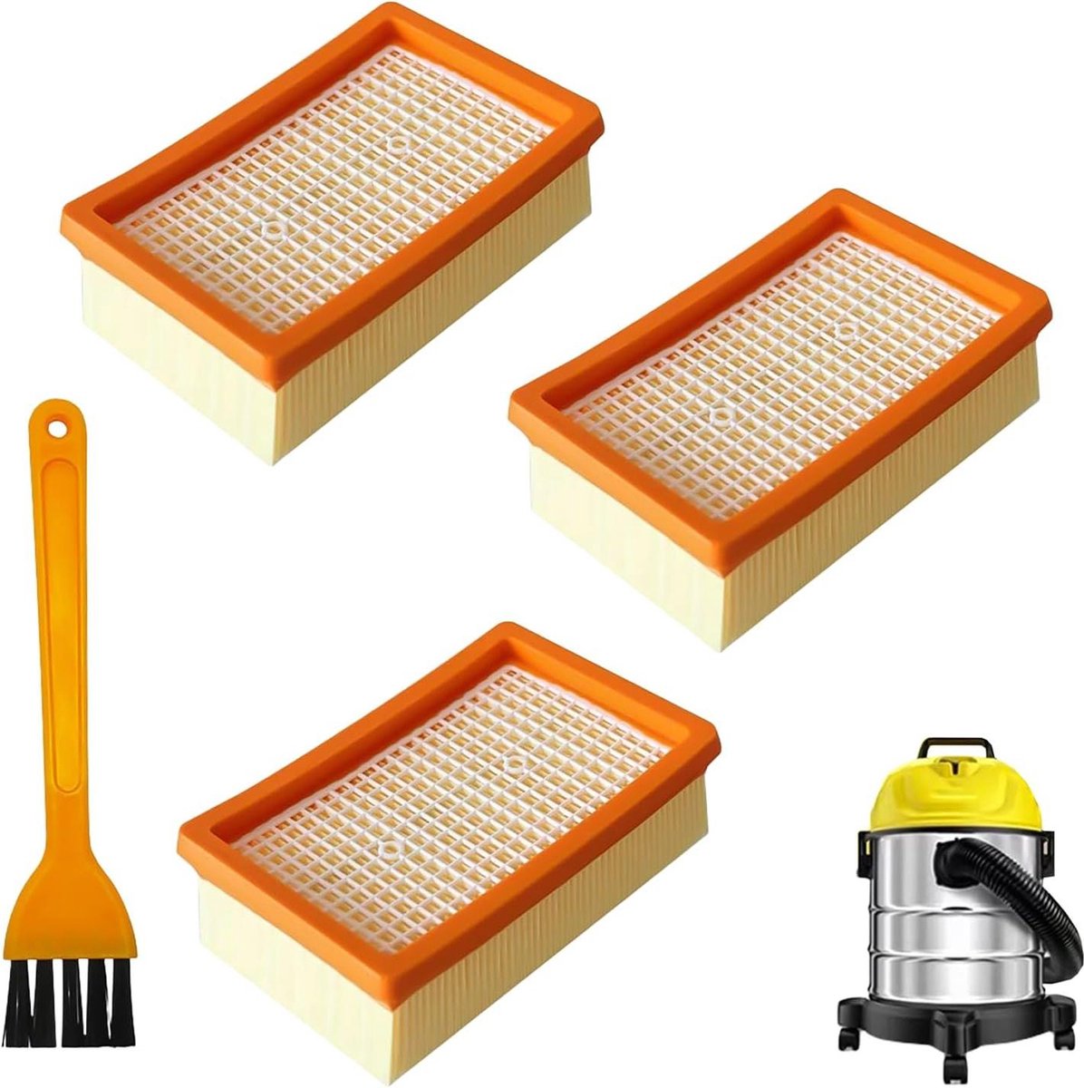 Platte vouwfilters voor Karcher multifunctionele stofzuiger - 3 Stück - vervangt Kärcher 2.863-005.0 - WD4/WD5/WD6/MV4/MV5/MV6 .