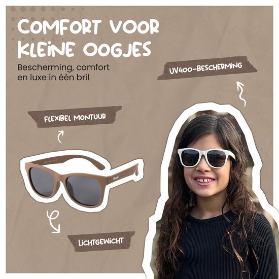 Maesy Kinder Zonnebril Yuki - 6 t/m 12 jaar - Flexibel - UV400 Bescherming - Zonnebril Kind - Taupe Bruin van Maesy — afbeelding 5