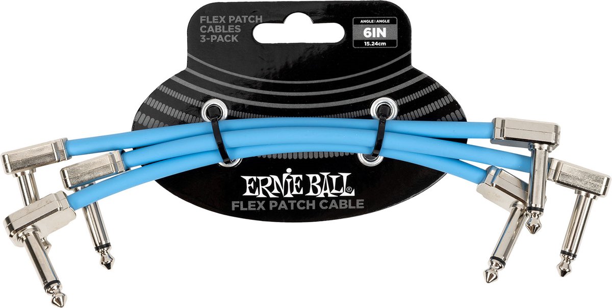 Ernie Ball 6460 Flex Patch Cables Patchkabel Blauw 15cm 3-Pack