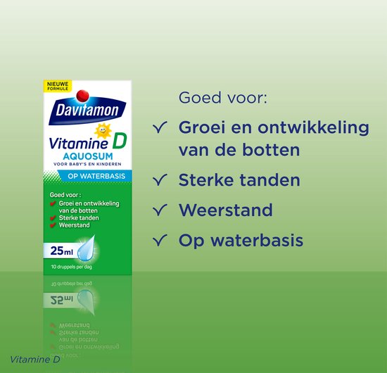 Davitamon vitamine D Aquosum – bevat vitamine D3 - vitamine D baby op waterbasis - 25 ml