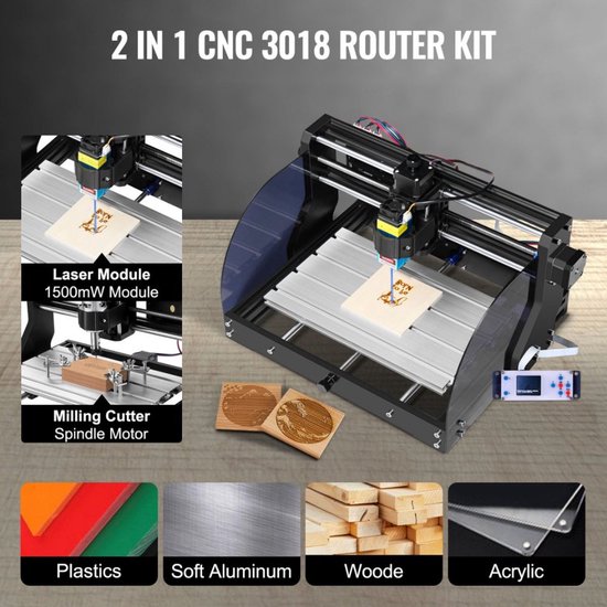 Lasergraveur CNC3018 Pro MAX Graveermachine 3As 10K omw/min GRBL ...