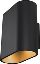 Duell wandlamp LED black. gold interior