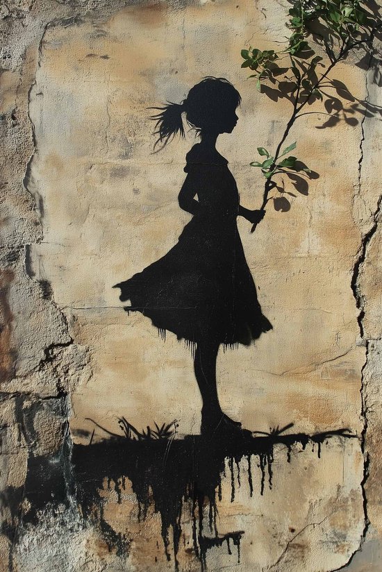 Graffiti Poster | Banksy Geïnspireerd Poster | Meisje Poster | Street Art Poster | Stedelijke Kunst Poster | Iconisch Poster | Moderne Kunst Poster | 50x70cm | Wanddecoratie | Muurposter | S4620PVD | Geschikt om in te lijsten