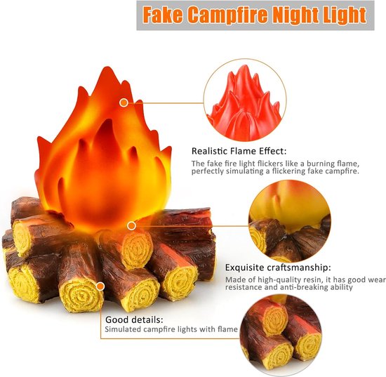 Veilleuse feu de camp - Feu de joie - Chambre bébé - Veilleuse feu de camp - Lampe de chevet - Lampe de table - Luminosité réglable