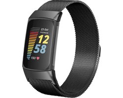 Stravo Luxe Milanese bandje - Zwart - geschikt voor Fitbit Charge 5 / 6 - RVS Milanees bandje voor Charge 5 / 6 activity tracker