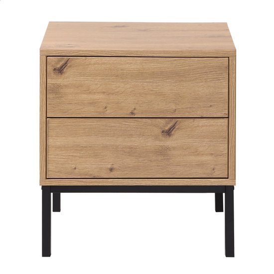 CALICOSY - Nachtkastje met 2 lades in eiken decor 45x50x40cm